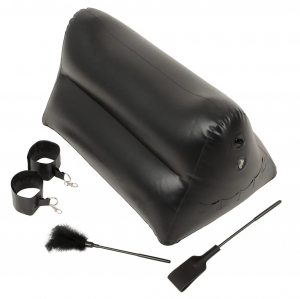 Подушка с наручниками для секс позиций надувная "Love Cushion" + стек и перо 