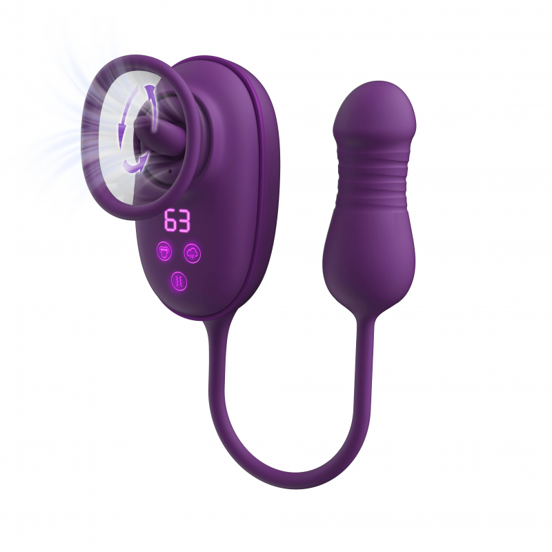 Вакуумная помпа с виброязычком + виброяйцо с фрикциями "Amovibe Nebula Orbit" фиолетовая 